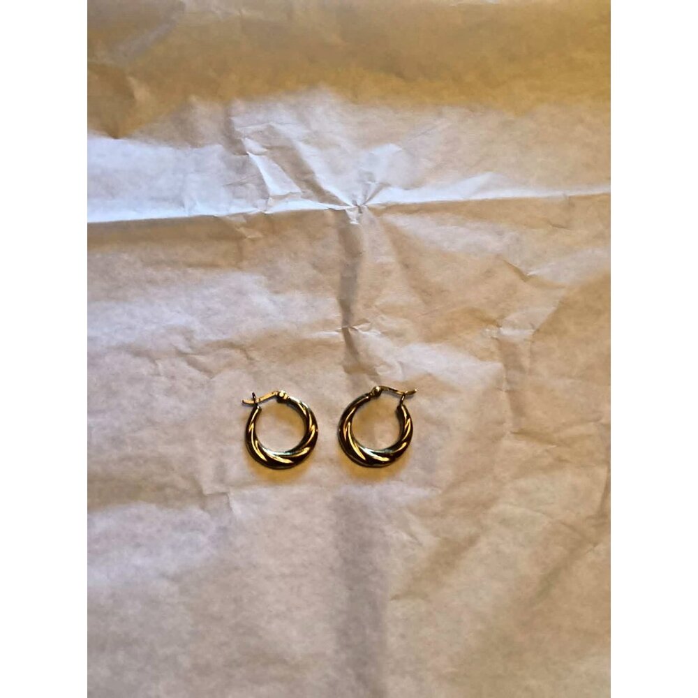 Gold tone Sterling Silver Swirl Hoop Earrings